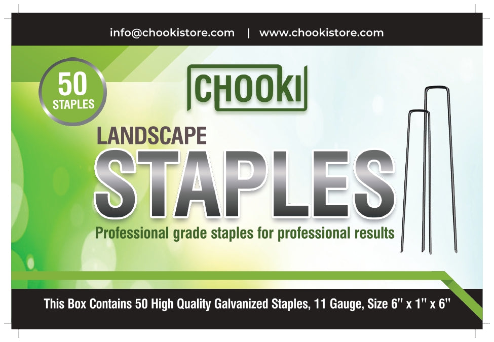 Chooki Landscape Staples — 50 Pack | Heavy-Duty Galvanized Garden Pins 6" x 1" x 6"