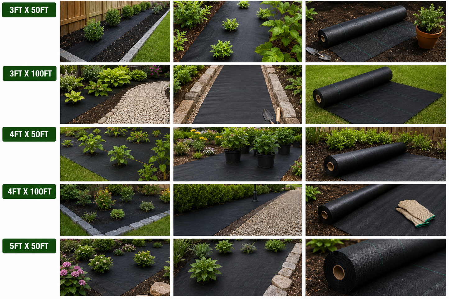 CHOOKI Professional Weed Barrier Fabric – Heavy Duty Landscape Fabric for Gardens, Mulch Beds, Pathways & Gravel Areas 4Feet x 50Feet